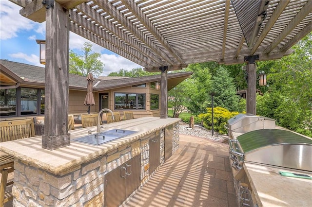 101 Algonquin Dr, Lake Winnebago, MO 64034 - view of patio with a sink and a pergola