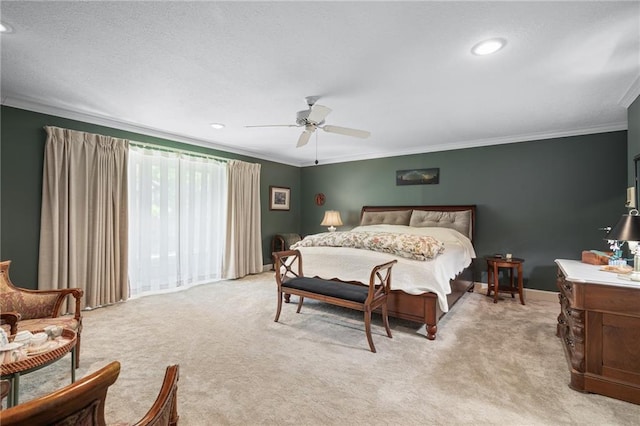 3705 W 119th Ter, Leawood, KS 66209 - bedroom featuring light carpet, crown molding, ceiling fan, and baseboards