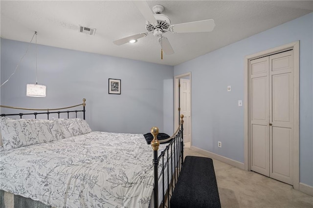 3705 W 119th Ter, Leawood, KS 66209 - bedroom with light carpet, baseboards, and ceiling fan