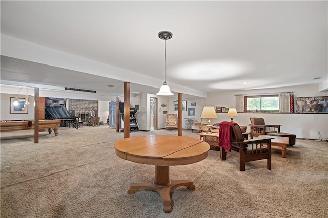 3705 W 119th Ter, Leawood, KS 66209 - carpeted living room featuring billiards table
