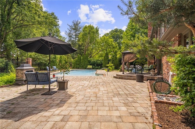 3705 W 119th Ter, Leawood, KS 66209 - swimming pool featuring a patio, a gazebo, and fence