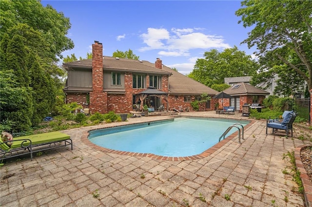 3705 W 119th Ter, Leawood, KS 66209 - view of swimming pool featuring a gazebo, a patio area, and fence