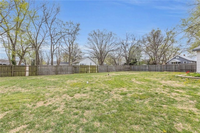 view of yard featuring a fenced backyard
