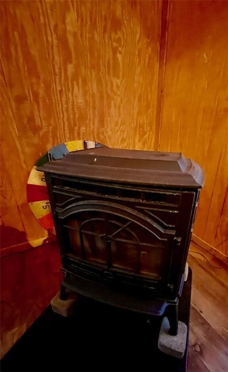 518 SW Lakeside Dr, La Cygne, KS 66040 - detailed view of wooden walls and wood finished floors