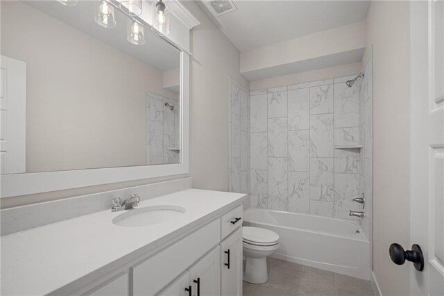 19389 W 114th Ter, Olathe, KS 66061 - full bath with toilet, vanity, bathtub / shower combination, and tile patterned floors