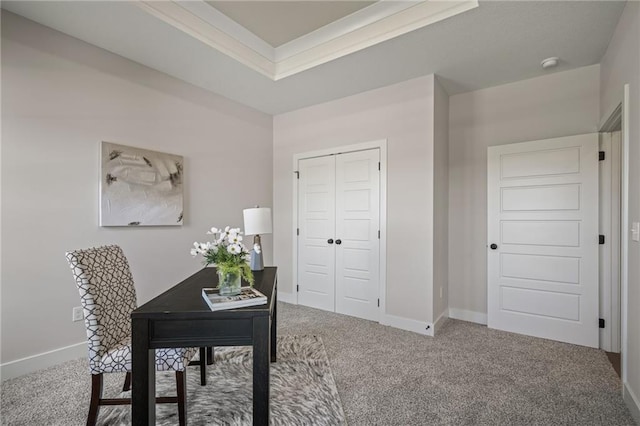19389 W 114th Ter, Olathe, KS 66061 - office space featuring carpet floors and a tray ceiling