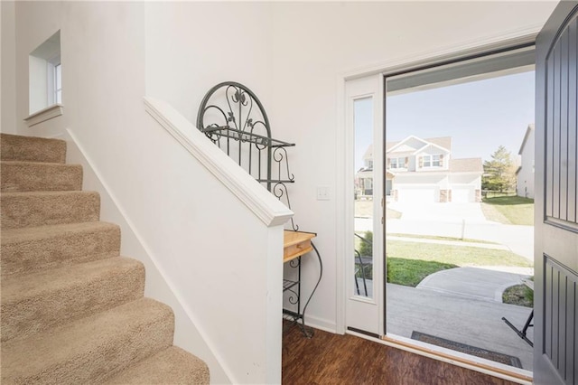 1423 SW Fairfax Rd, Lees Summit, MO 64083 - entryway with stairs and wood finished floors