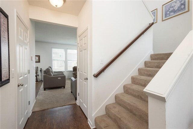 1423 SW Fairfax Rd, Lees Summit, MO 64083 - stairs with wood finished floors