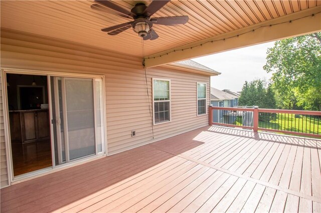 deck featuring ceiling fan