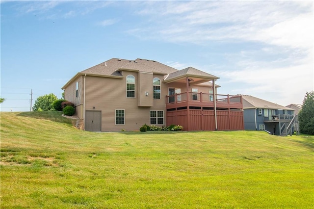 rear view of house with a lawn