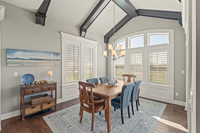 9874 Belmont Dr, Lenexa, KS 66227 - dining area with a chandelier, wood finished floors, and baseboards