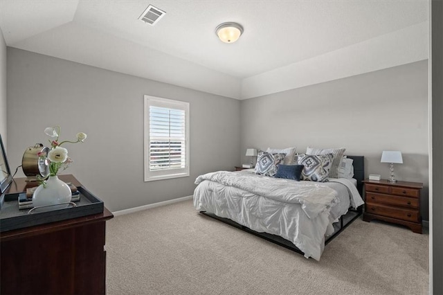 9874 Belmont Dr, Lenexa, KS 66227 - bedroom featuring light colored carpet, vaulted ceiling, baseboards, and a desk