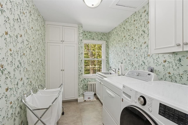 5801 Ward Pkwy, Kansas City, MO 64113 - laundry area featuring cabinet space and wallpapered walls