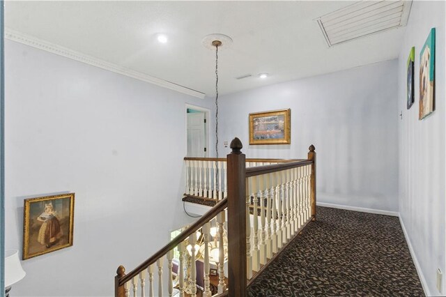 16524 Horton St, Stilwell, KS 66085 - corridor with an upstairs landing, carpet flooring, and baseboards