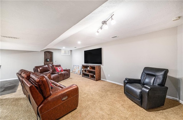 7325 Oakview St, Shawnee, KS 66216 - living area featuring carpet flooring and a textured ceiling