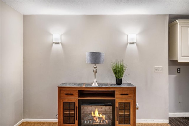 7325 Oakview St, Shawnee, KS 66216 - detailed view of baseboards and a lit fireplace