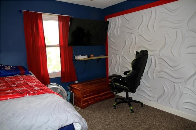 carpeted bedroom featuring multiple windows