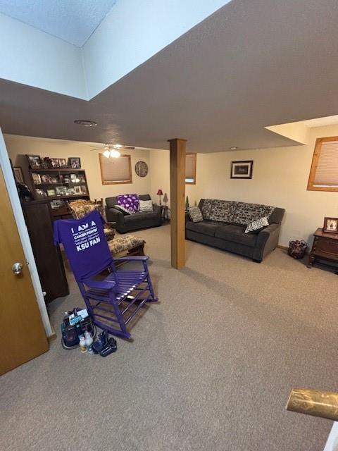 interior space featuring carpet
