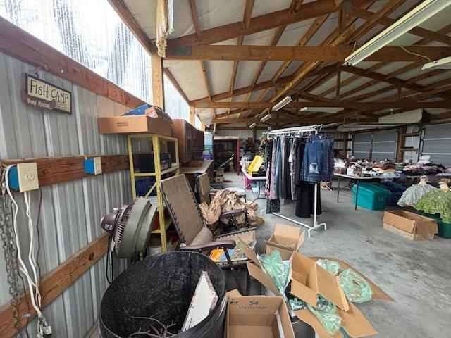 garage with metal wall