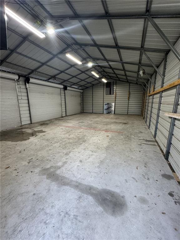 garage with metal wall