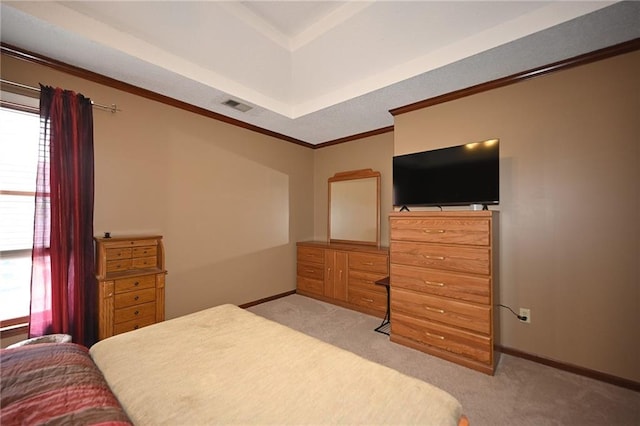 2406 NE 78th Ter, Kansas City, MO 64118 - bedroom with carpet, multiple windows, ornamental molding, and baseboards