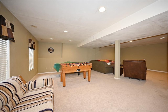 2406 NE 78th Ter, Kansas City, MO 64118 - playroom featuring carpet flooring, recessed lighting, and baseboards