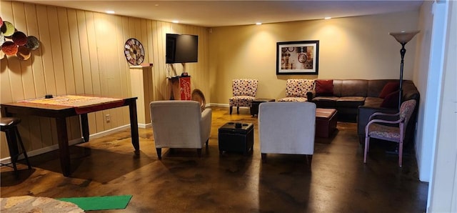 interior space with recessed lighting and finished concrete flooring