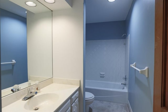 1313 NW 12th St, Blue Springs, MO 64015 - bathroom with toilet, vanity, shower / tub combination, and tile patterned flooring