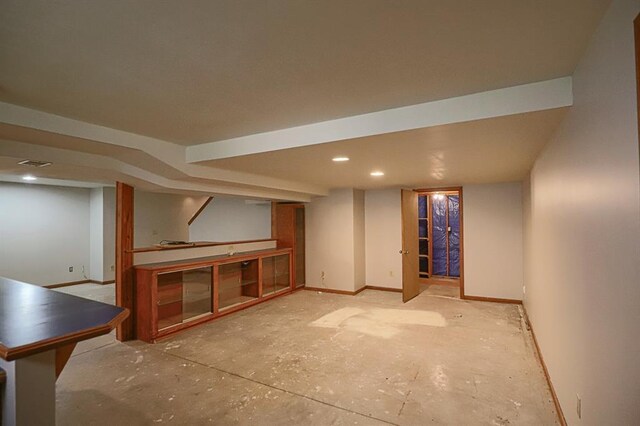 1313 NW 12th St, Blue Springs, MO 64015 - finished below grade area with baseboards and recessed lighting