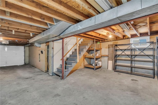 unfinished basement with stairway