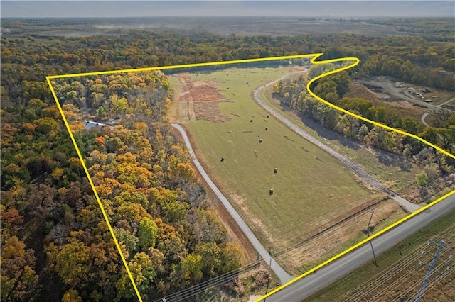 33345 W 95th St, De Soto, KS 66018 - view of property location with property parcel outlined and a heavily wooded area