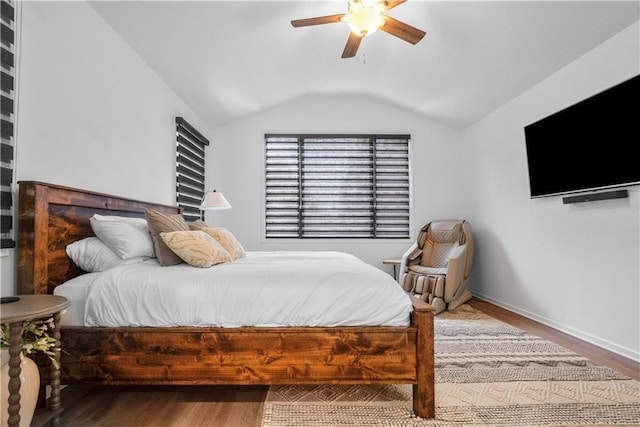 38 Lakeview Ln, Linn Valley, KS 66040 - bedroom with lofted ceiling, wood finished floors, and a ceiling fan