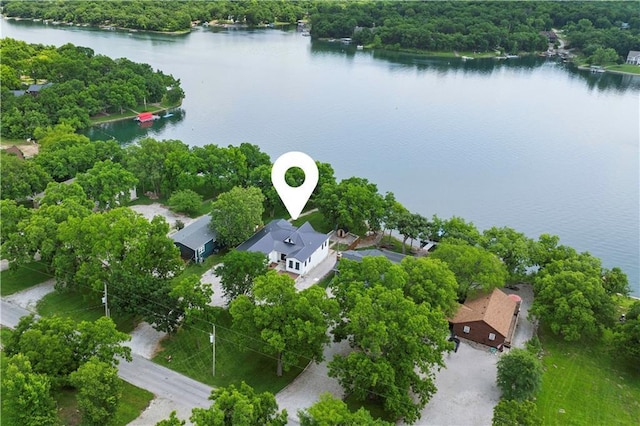 38 Lakeview Ln, Linn Valley, KS 66040 - bird's eye view of a nearby body of water and a heavily wooded area