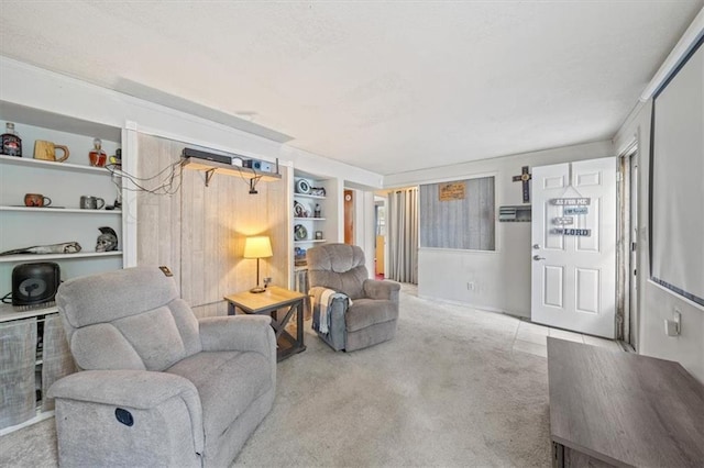 4401 N Holmes St, Kansas City, MO 64116 - carpeted living area featuring built in shelves
