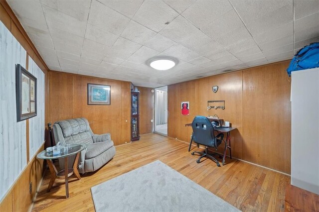 4401 N Holmes St, Kansas City, MO 64116 - office area with wood finished floors and wooden walls