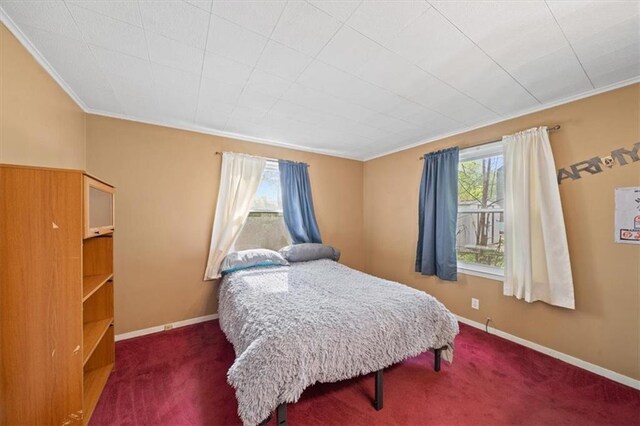 4401 N Holmes St, Kansas City, MO 64116 - bedroom with dark carpet, baseboards, and ornamental molding