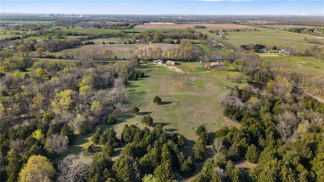 drone / aerial view with a rural view