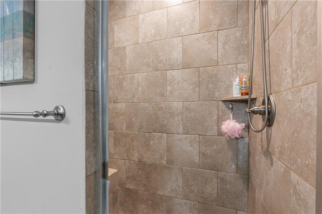 bathroom featuring a shower stall