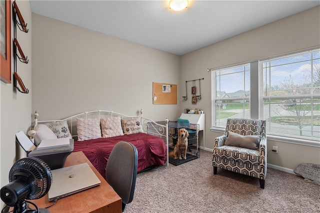 bedroom with carpet and baseboards