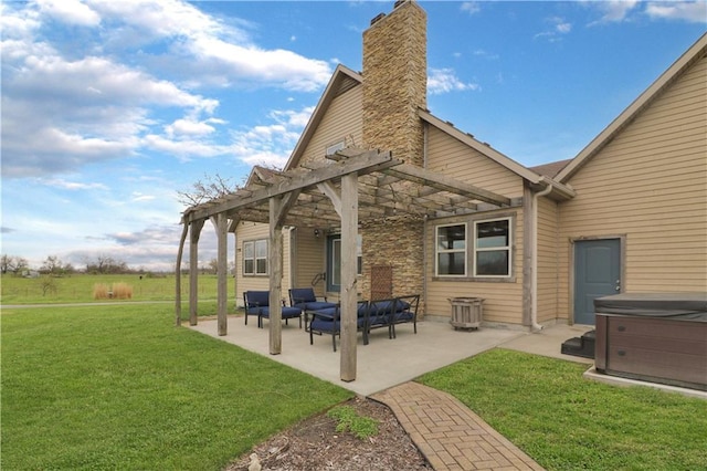 611 NW 1421st Rd, Holden, MO 64040 - view of patio / terrace with a hot tub, a pergola, and an outdoor living space