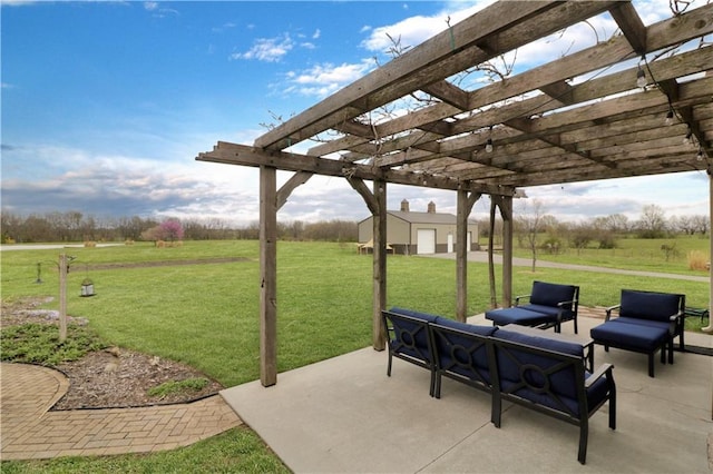 611 NW 1421st Rd, Holden, MO 64040 - view of patio / terrace with a pergola, a rural view, and an outdoor living space
