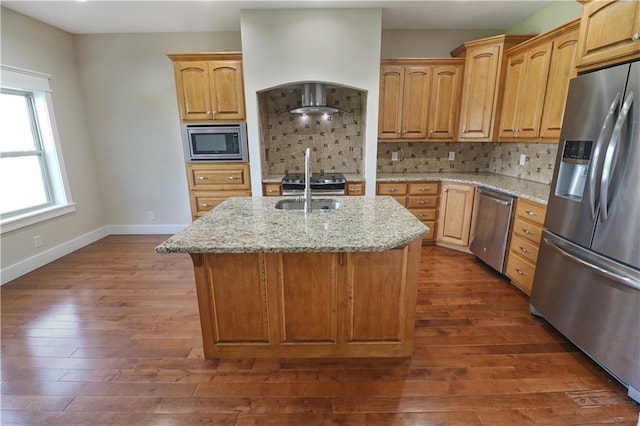 611 NW 1421st Rd, Holden, MO 64040 - kitchen with stainless steel appliances, light stone countertops, baseboards, and tasteful backsplash