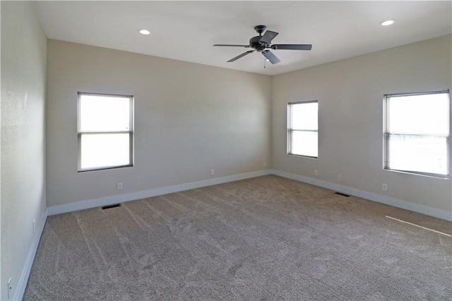 611 NW 1421st Rd, Holden, MO 64040 - carpeted empty room featuring baseboards, a ceiling fan, and recessed lighting