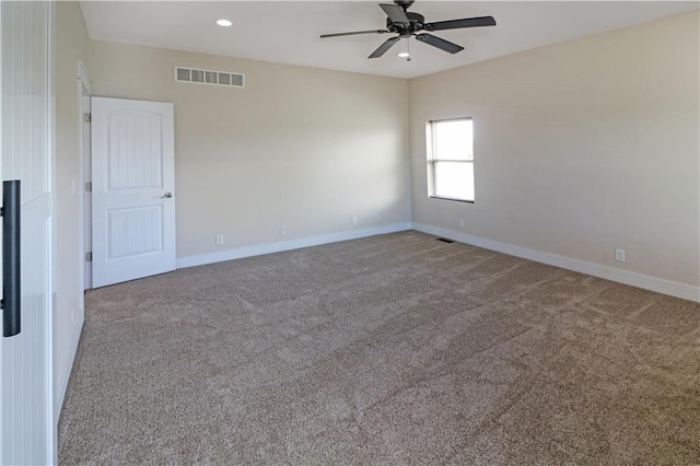 611 NW 1421st Rd, Holden, MO 64040 - empty room with baseboards, ceiling fan, carpet flooring, and recessed lighting