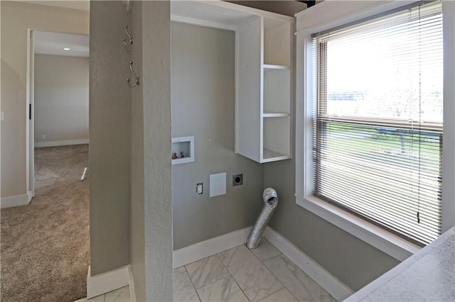 611 NW 1421st Rd, Holden, MO 64040 - washroom with hookup for an electric dryer, washer hookup, baseboards, and plenty of natural light