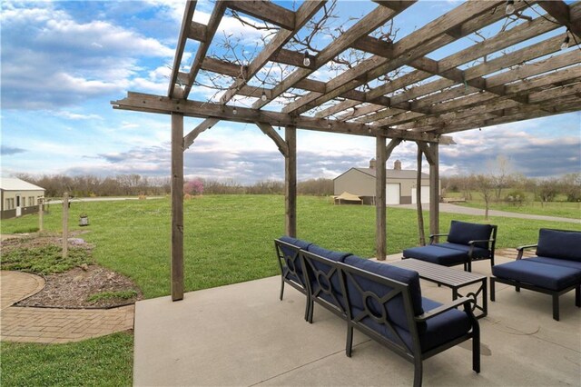 611 NW 1421st Rd, Holden, MO 64040 - view of patio / terrace with a pergola, an outdoor structure, and an outdoor living space