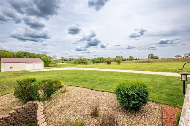 25477 Crestview Dr, Paola, KS 66071 - view of grassy yard with an outbuilding and a garage