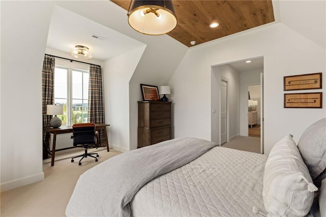11316 W 170th Ter, Overland Park, KS 66221 - bedroom with light carpet, vaulted ceiling, baseboards, an office area, and recessed lighting