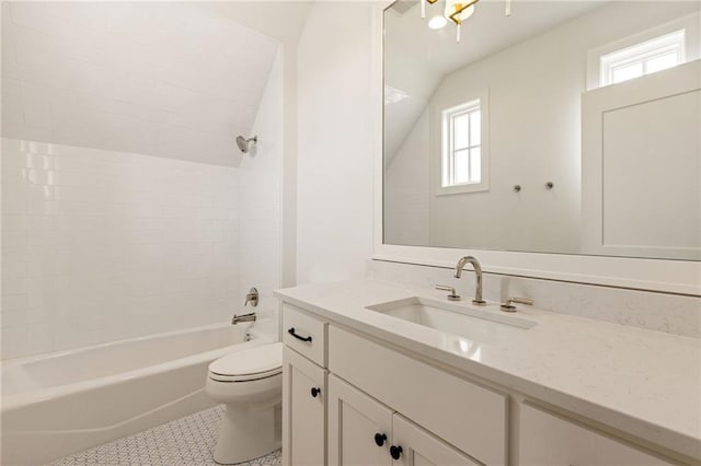 11316 W 170th Ter, Overland Park, KS 66221 - full bathroom with toilet, vanity, washtub / shower combination, and tile patterned floors