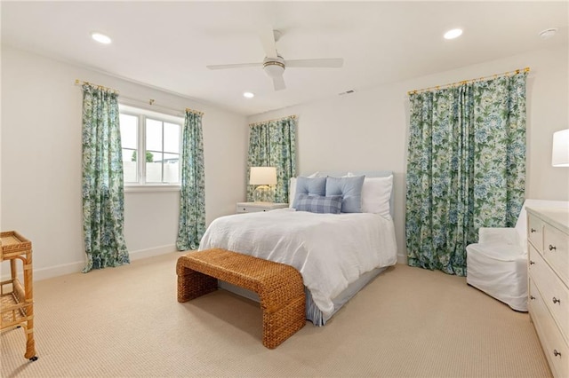 11316 W 170th Ter, Overland Park, KS 66221 - bedroom with light colored carpet, recessed lighting, baseboards, and ceiling fan